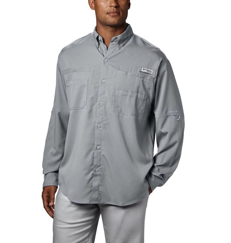 Columbia Tamiami II Long Sleeve Cool Grey Men's Shirt