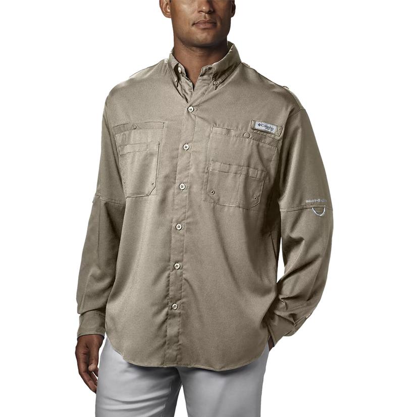 Columbia Tamiami II Long Sleeve Tall Fossil Men's Shirt