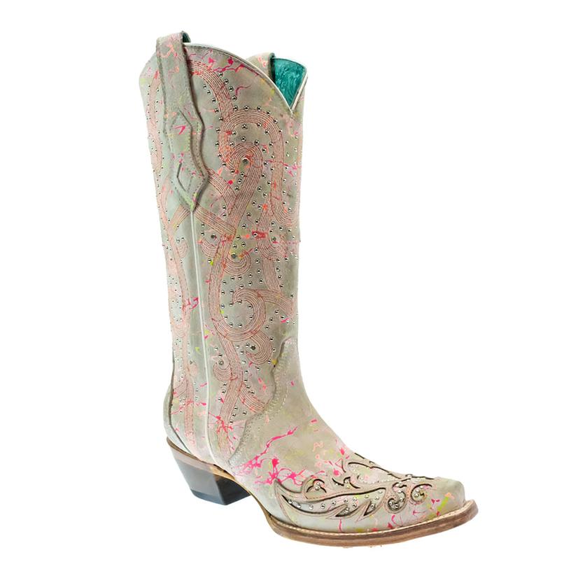 Corral White With Pink Sparkle Women's Boots