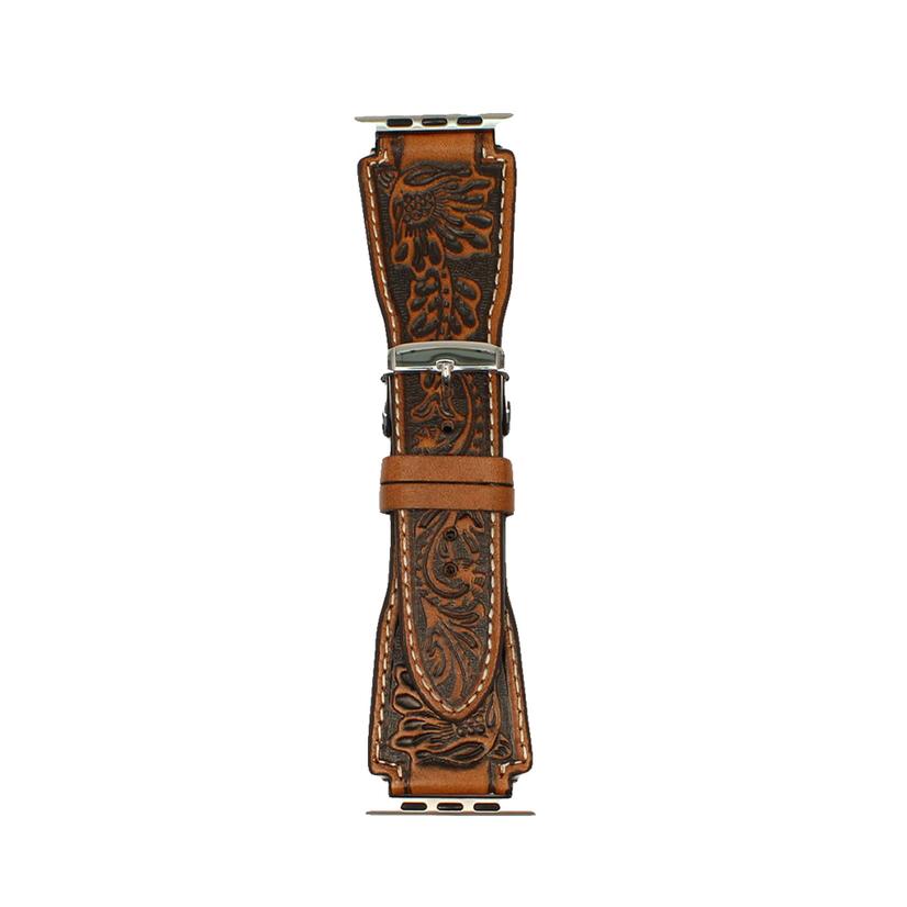 Nocona Brown Leather Tooled Apple Watch Band