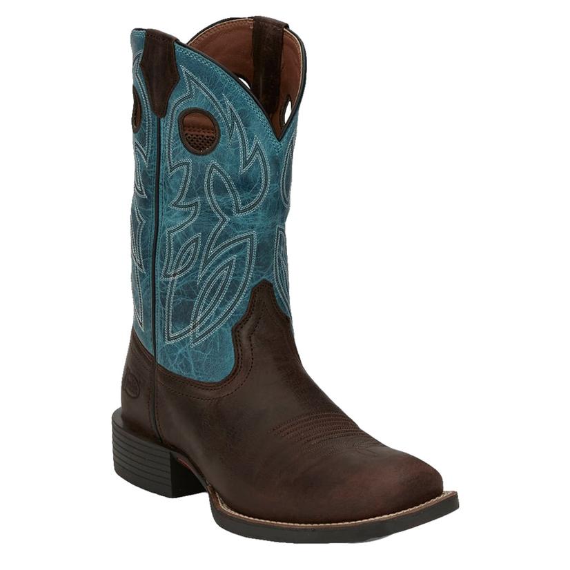 Justin Stampede Bowline Sapphire Blue Water Buffalo Men's Boot