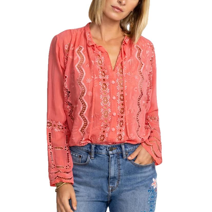 Johhny Was Pink Irini Long Sleeve Women's Blouse