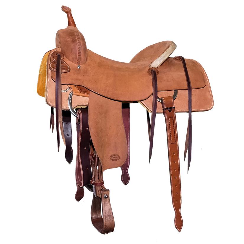 STT Full Roughout with Rawhide Cantle Cutting Saddle - 8" Swell