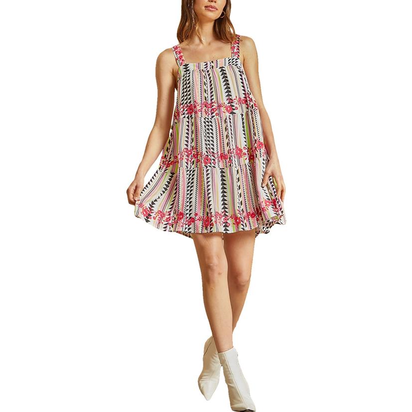 Savanna Jane Multi Tiered Floral Embroidered Women's Dress