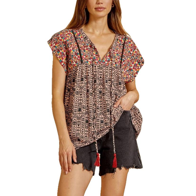 Andree by Unit Rust V-neck Women's Blouse