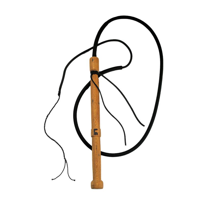 Double C Customs 6' Black Bull Whip With Oak Handle