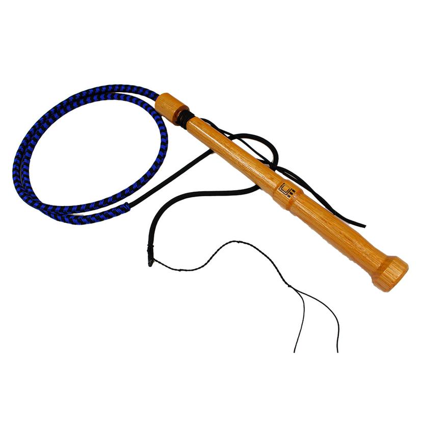 Double C Customs 8' Black/Electric Blue Bull Whip With Oak Handle