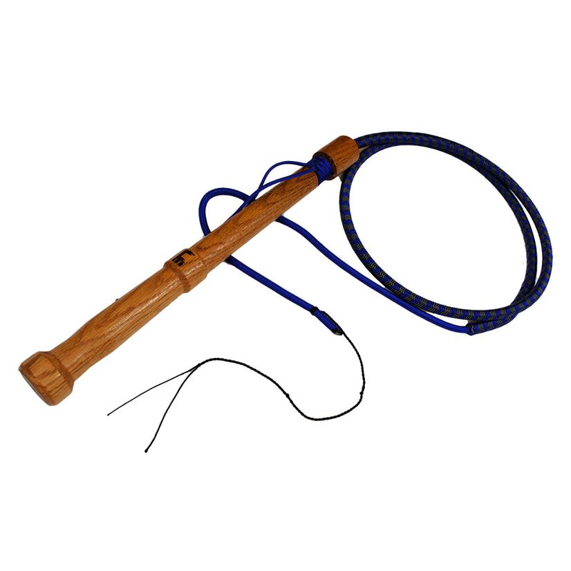 Double C Customs 8' Electric Blue/Gray Bull Whip With Oak Handle