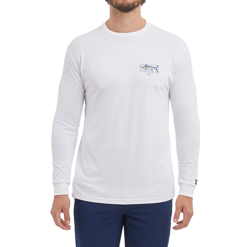 Pelagic Aquatek White Long Sleeve Men's Graphic Tee