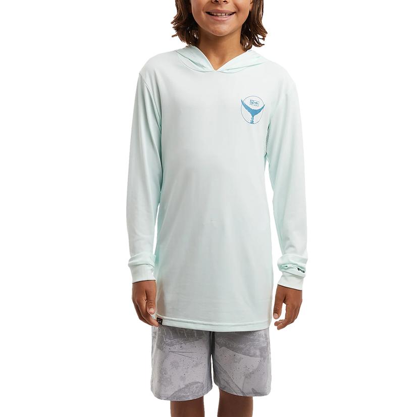 Pelagic Seafoam Aquatek Long Sleeve Hooded Boys Fishing Shirt