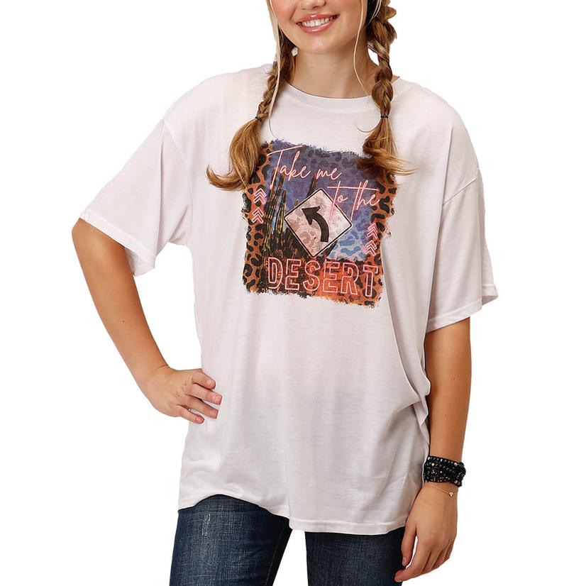 Roper White Jersey Knit Women's Boyfriend Tee