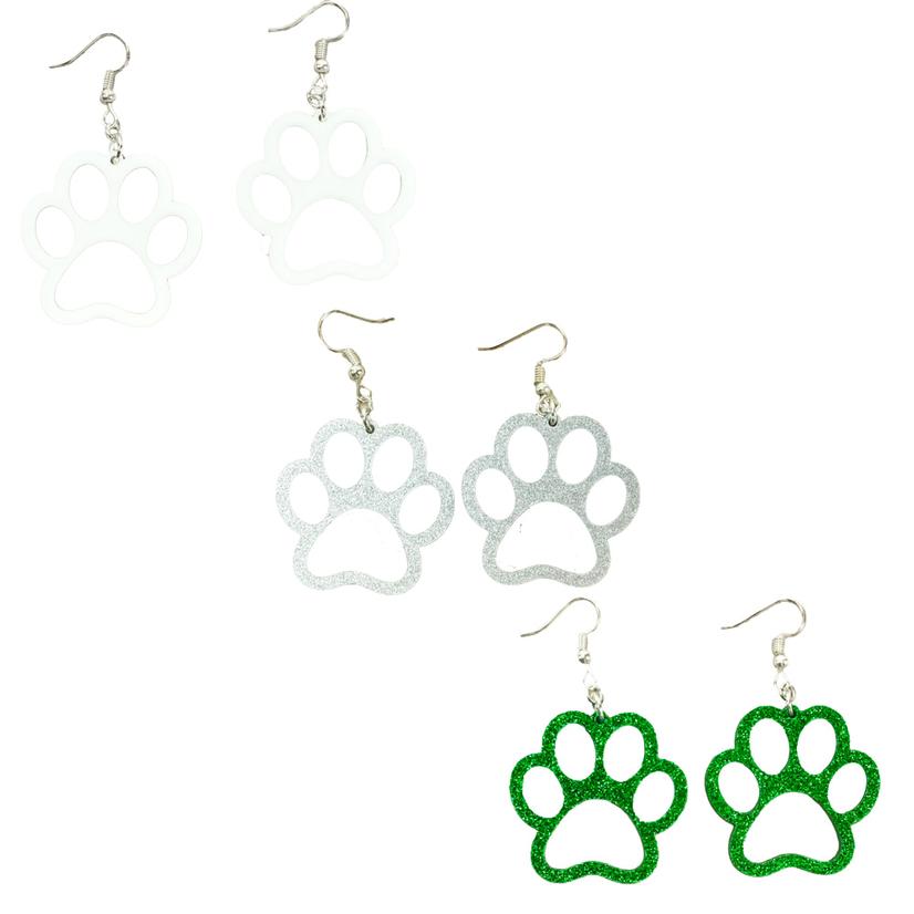 Fay Co Glitter Paw Print Earrings