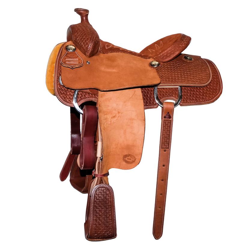 STT Half Axe Tool Half Chestnut Roughout 14.5" Rust Seat Calf Roping Saddle