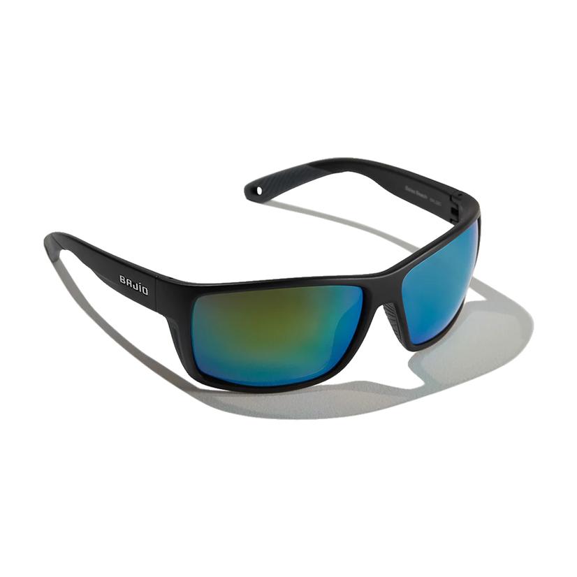 Bajio Bales Beach Matte Black with Green Lens Sunglasses