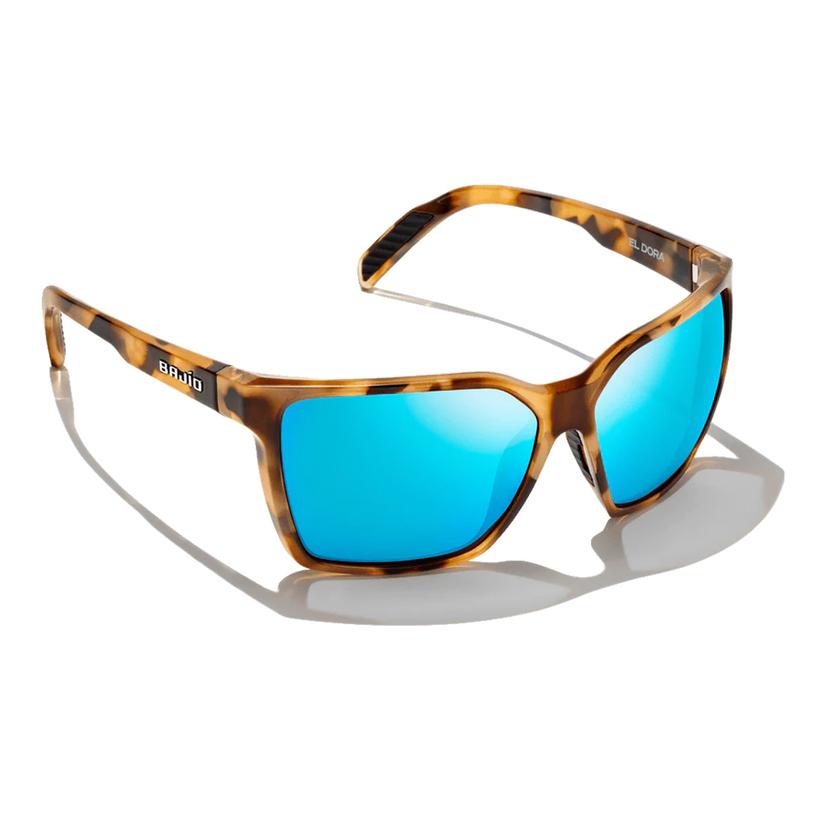 Bajio Eldora Beige Tortoise Gloss with Blue Mirror Lens Sunglasses