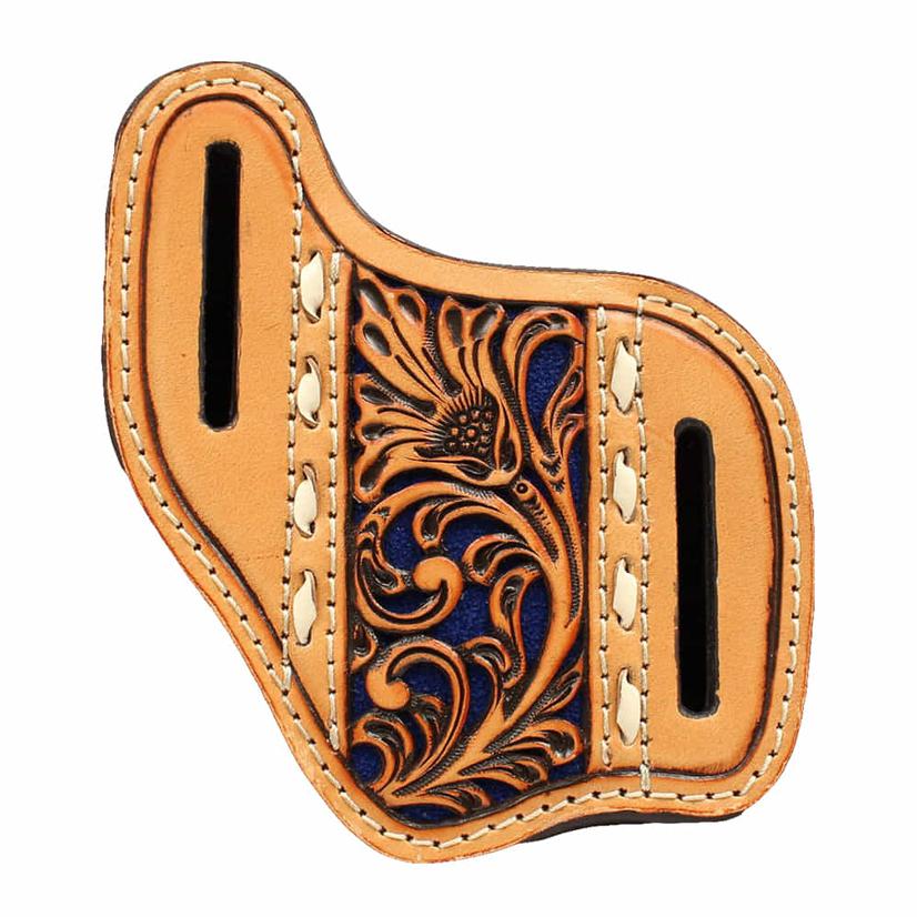 Nocona Blue Inlay Tooled Belt Knife Sheath