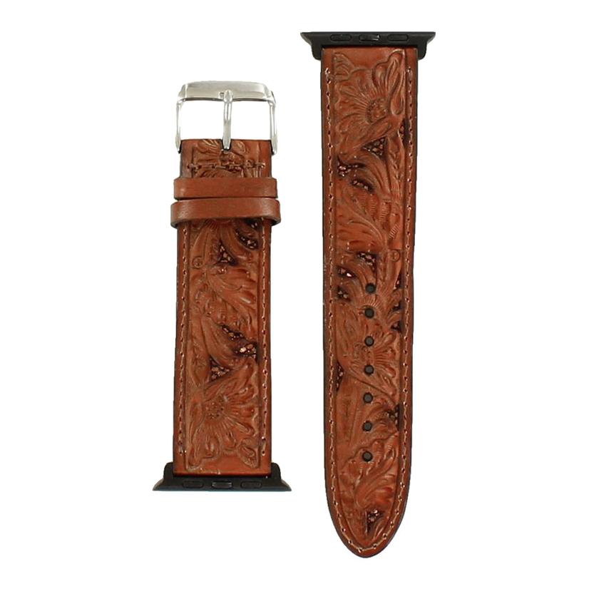 Nocona Leather Tooled Apple Watch Tan Band