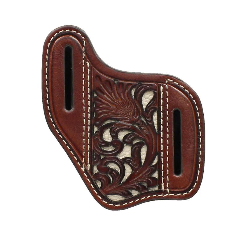 Nocona Ivory Inlay Tooled Leather Knife Sheath