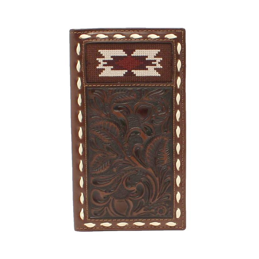 Nocona Men's Beaded Brown Leather Rodeo Wallet