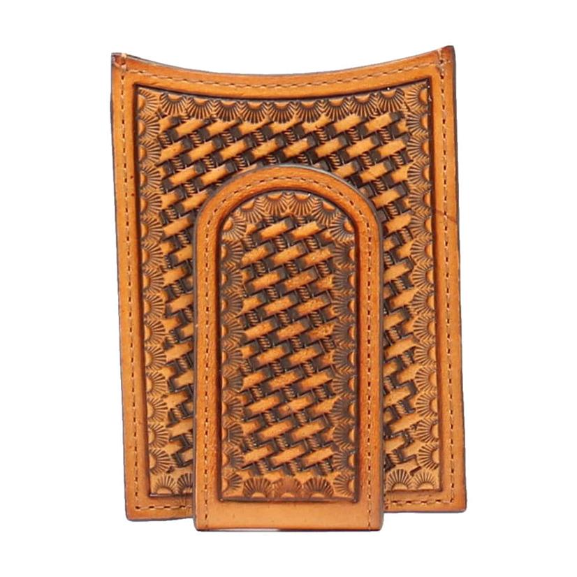 Nocona Tan Basketweave Money Clip