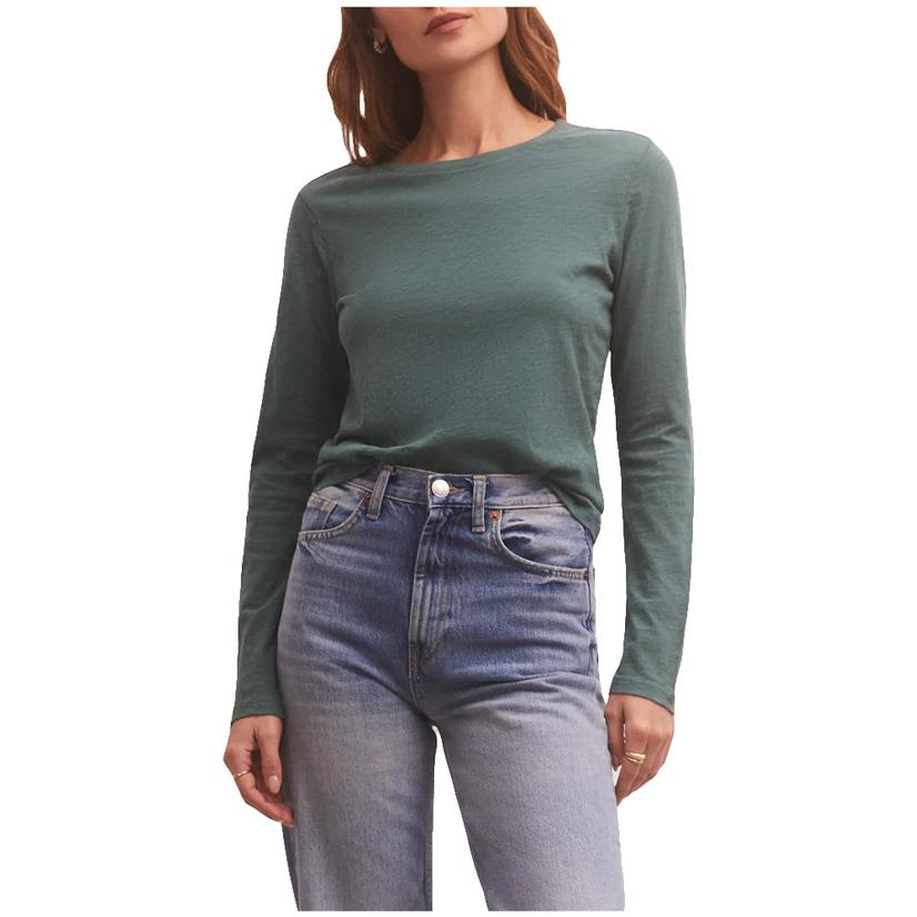 Z Supply Calypso Green Modern Slub Long Sleeve Women's Tee