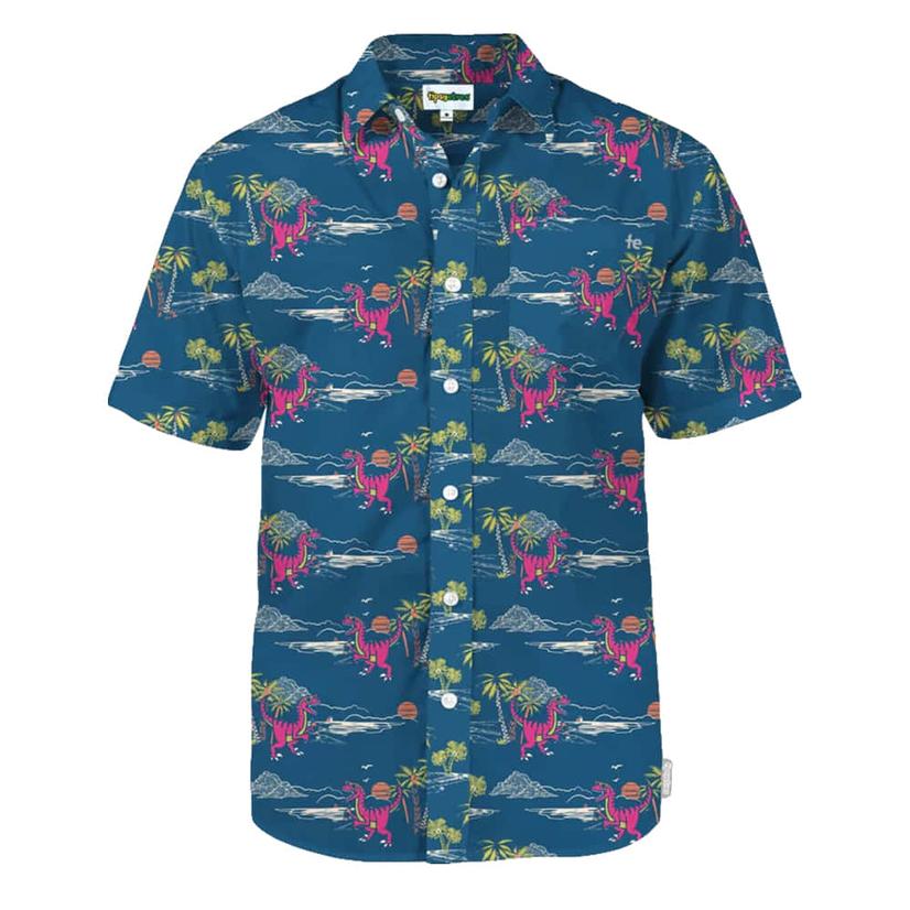 Tipsy Elves Prehistoric Party Hawaiian Short Sleeve Button-down Men's Shirt