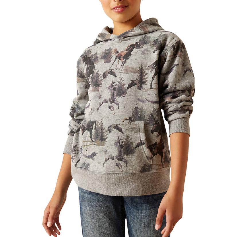 Ariat Misty Horse Grey Girl's Hoodie