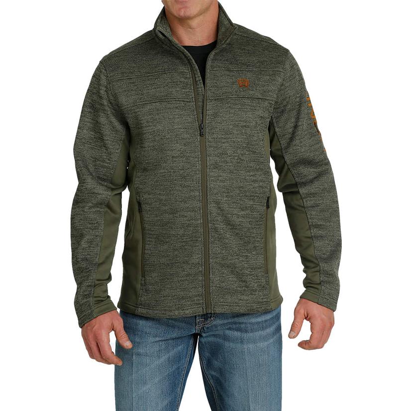 Cinch Logo Embroidered Men's Olive Sweater Jacket