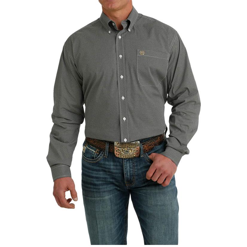 Cinch Classic Fit White Long Sleeve Button-Down Men's Shirt