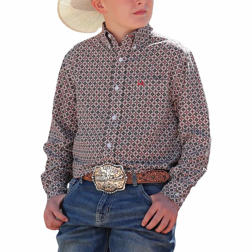 Cinch ARENAFLEX Printed Long Sleeve Buttondown Boys Shirt