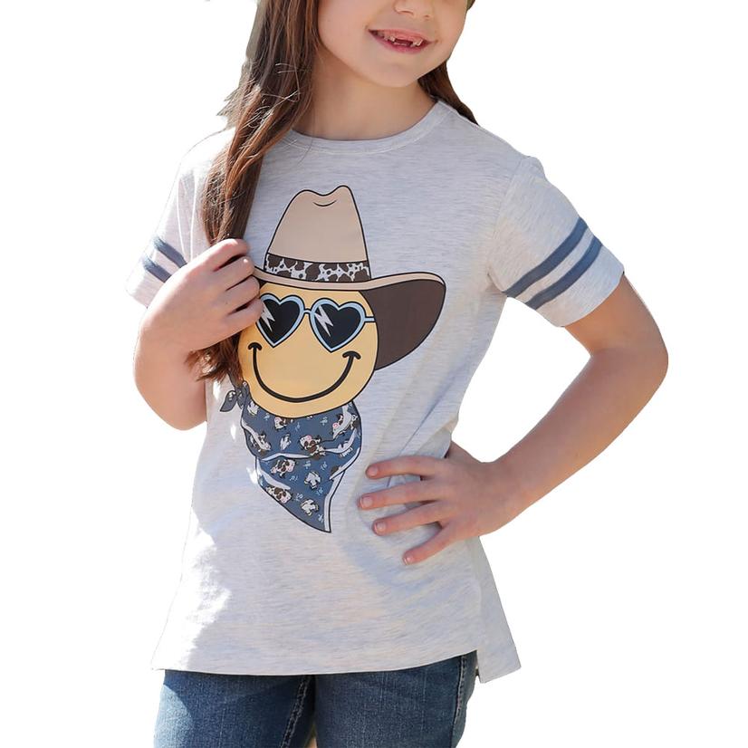 Cruel Girl White Cowgirl Smile Girls Short Sleeve Shirt