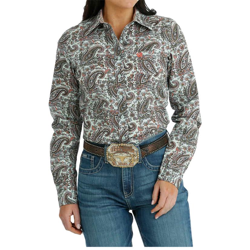 Cinch Pastel Paisley Long Sleeve Buttondown Women's Shirt