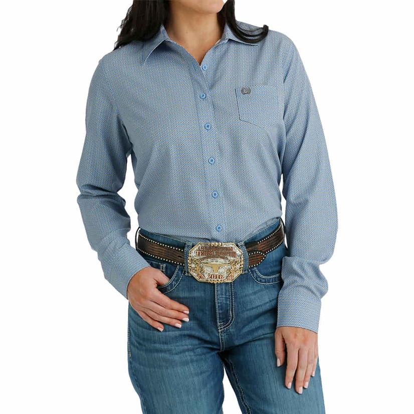 Cinch Arenaflex Purple Print Long Sleeve Buttondown Ladies Shirt