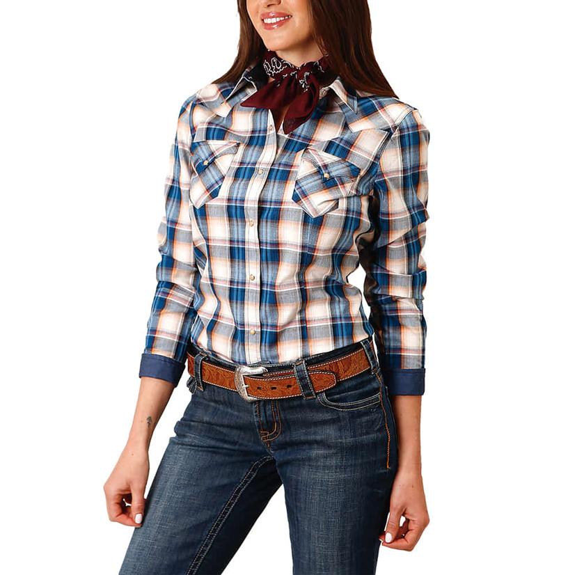 Roper Blue Plaid Long Sleeve Snap Women's Shirt