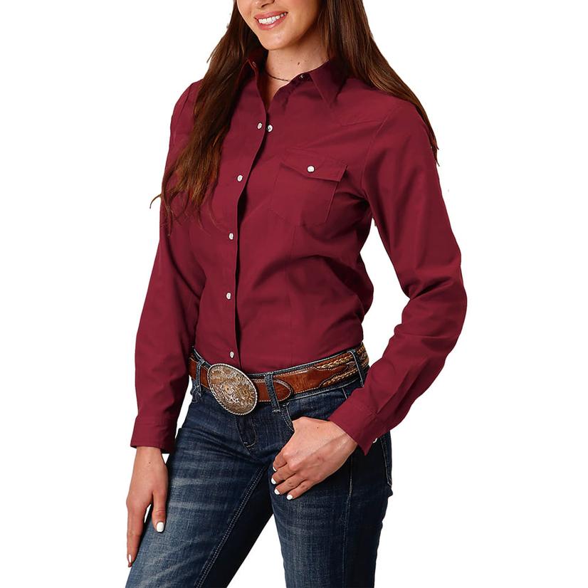 Roper Classic Red Snap Long Sleeve Women's Shirt