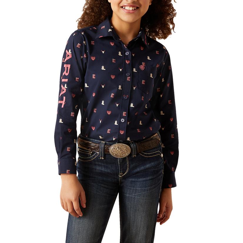 Ariat Team Kirby Western Love Long Sleeve Girl's Shirt