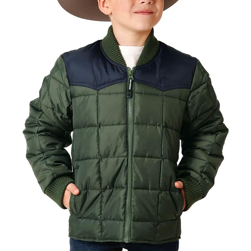 Roper Boy's Two Tone Down Yoke Green Jacket