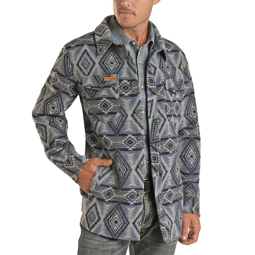 Powder River Aztec Jacquard Wool Men's Shirt Jacket