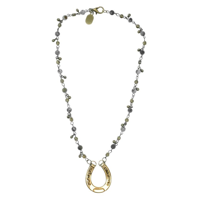 Erin Knight Designs Vintage Rosary Chain with Gold Horseshoe Pendant