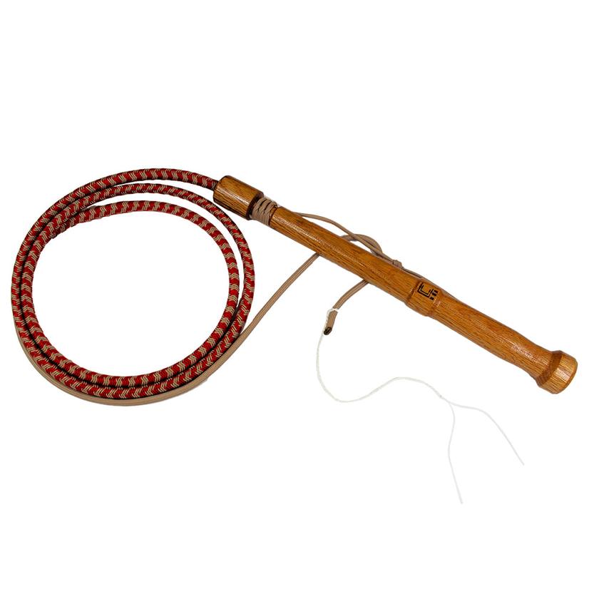 Double C Customs 6' Red Tan Bull Whip With Oak Handle