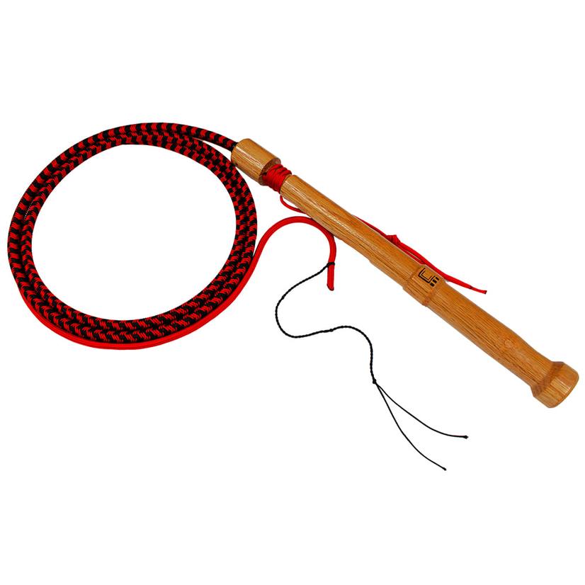 Double C Customs 8' Black Red Bull Whip With Oak Handle