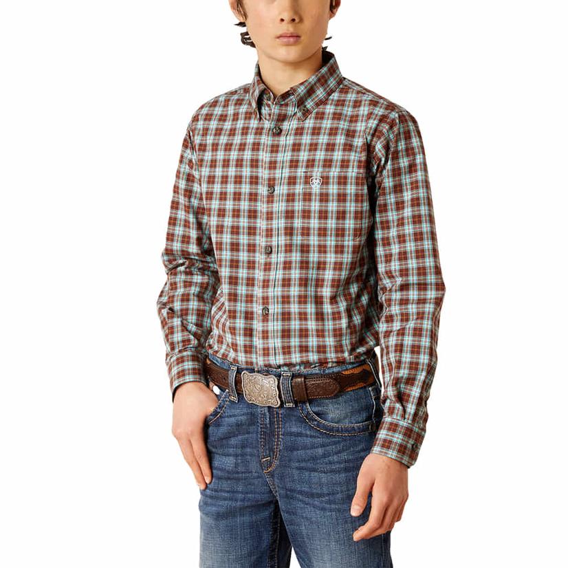 Ariat Chocolate Pro Series Brett Long Sleeve Boys Button-Down Shirt