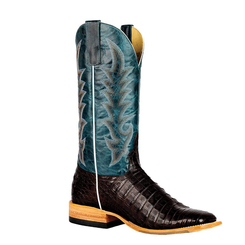 Horse Power Chocolate 13" Navy Explosion Caiman Belly Men's Boots