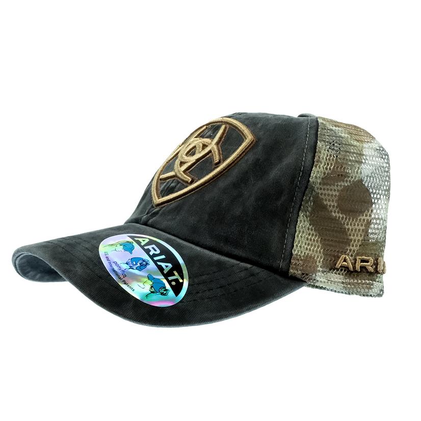 Ariat Grey and Camo Ponytail Camp Meshback Cap