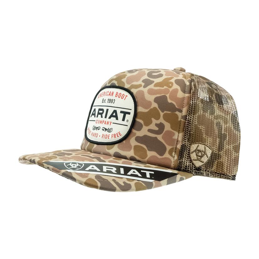 Ariat Duck Camo Patch Mesh Back Snap Back Cap