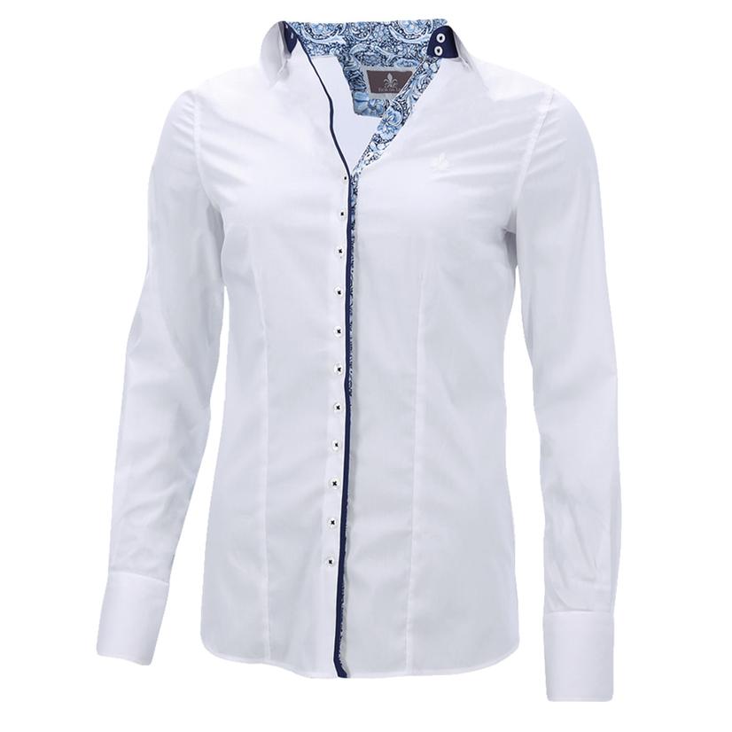 Fior Da Liso White Samantha Finesse Long Sleeve Women's Shirt