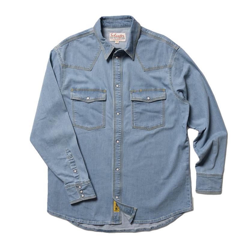 Schaefer Classic Western Denim Light  Men's Long Sleeve Snap Shirt