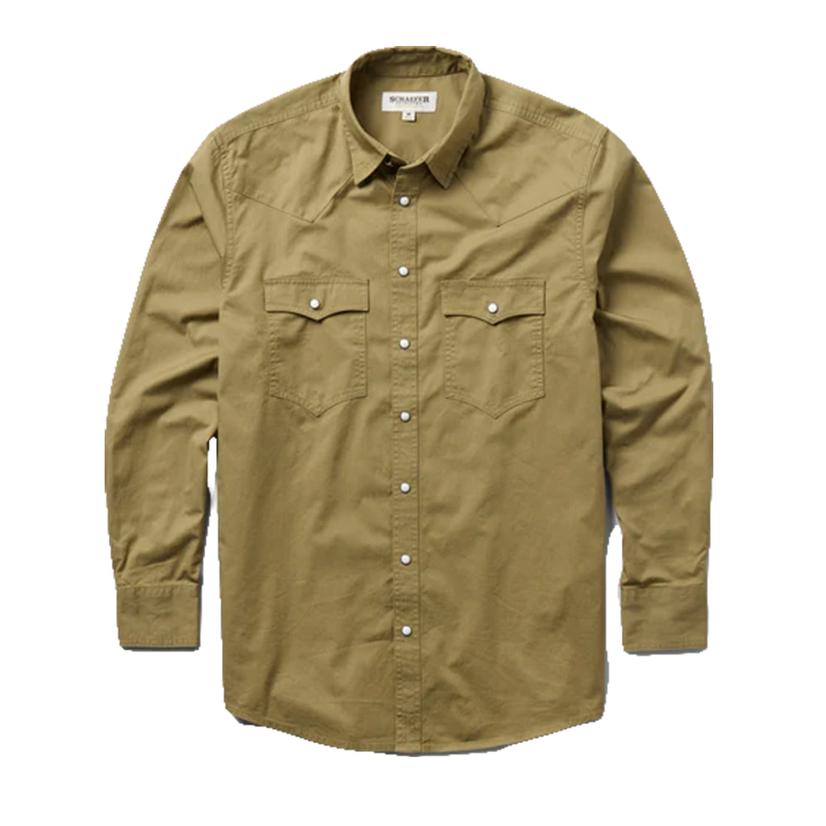 Schaeffer Outfitters Slub Twill Long Sleeve Snap Men's Shirt In Olive