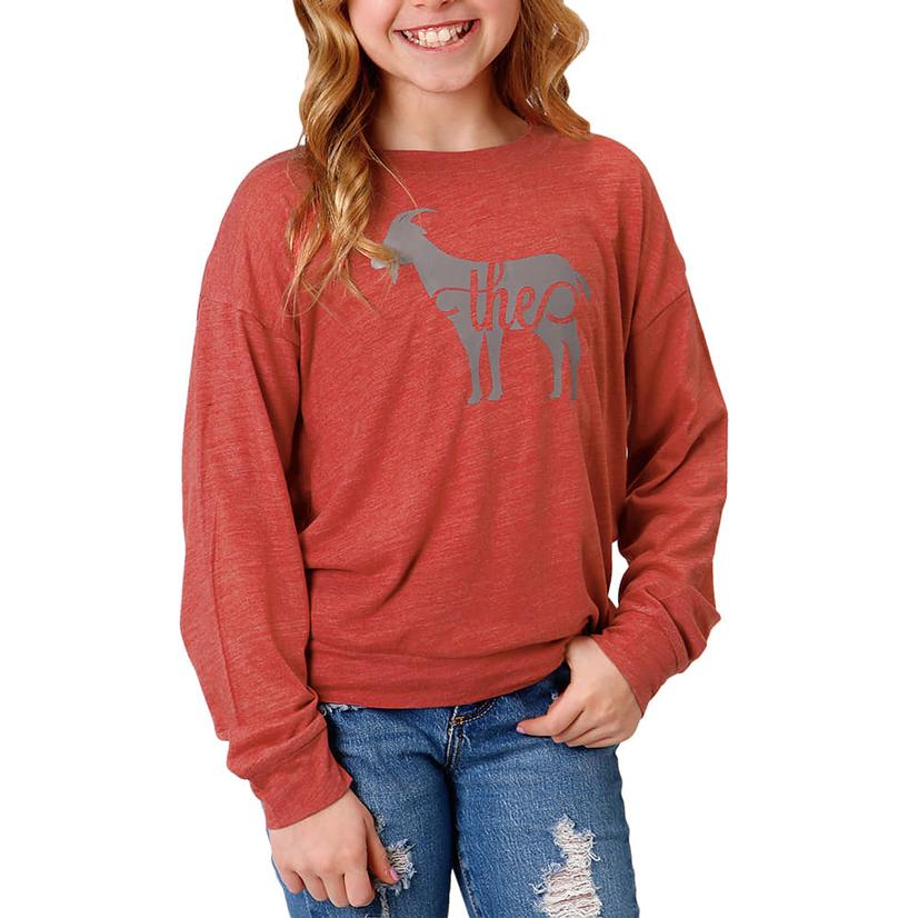 Roper Knit Red Long Sleeve Girl's Shirt