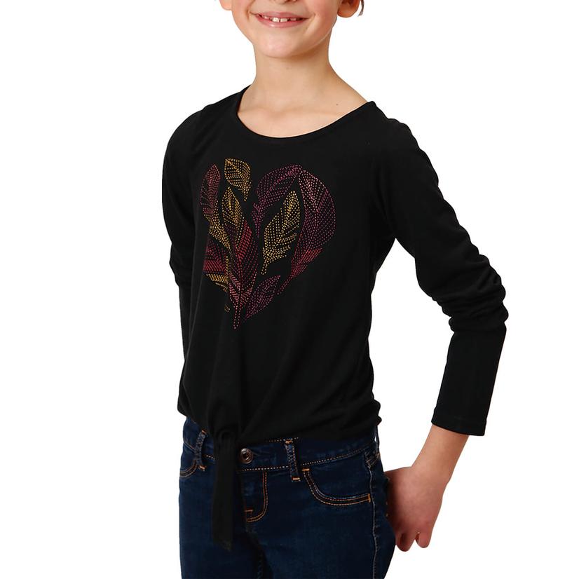 Roper Black Knit Long Sleeve Girl's Shirt